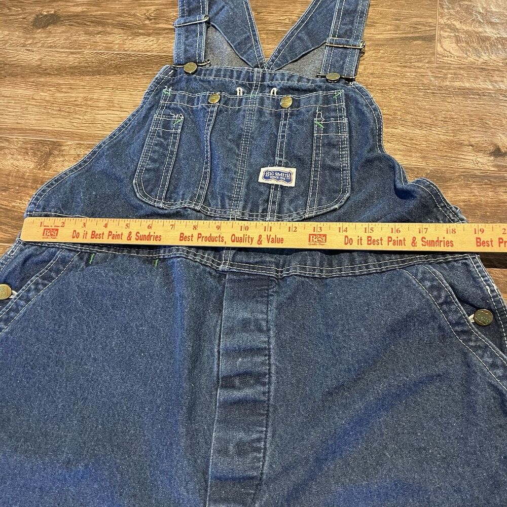Vintage 90s Big Smith Denim Overalls 38x29.5 Made USA Carpenter Workwear XL - Picture 4 of 14